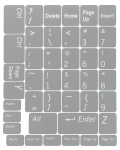 N48 Tangentbordsdekaler - Ljusgrå Bakgrund - Medium Set - 12,5mm x 10,5mm
