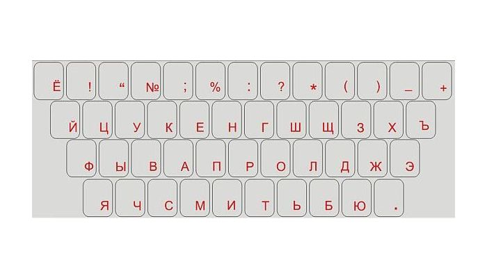 Klistermärken till tangentbordet - kyrilliska RUSSIAN - röd text