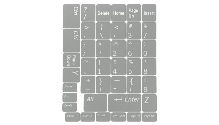 N48 Tangentbordsdekaler - Ljusgrå Bakgrund - Medium Set - 12,5mm x 10,5mm